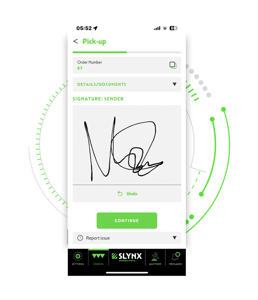 Collect signatures by sender, transporter and receiver via our driver app